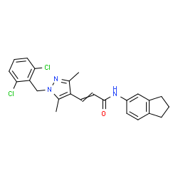 ChemSpider 2D Image | 3-[1-(2,6-Dichlorobenzyl)-3,5-dimethyl-1H-pyrazol-4-yl]-N-(2,3-dihydro-1H-inden-5-yl)acrylamide | C24H23Cl2N3O