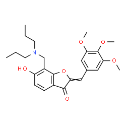 ChemSpider 2D Image | 7-[(Dipropylamino)methyl]-6-hydroxy-2-(3,4,5-trimethoxybenzylidene)-1-benzofuran-3(2H)-one | C25H31NO6