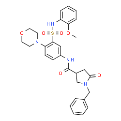 ChemSpider 2D Image | 1-Benzyl-N-{3-[(2-methoxyphenyl)sulfamoyl]-4-(4-morpholinyl)phenyl}-5-oxo-3-pyrrolidinecarboxamide | C29H32N4O6S