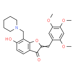 ChemSpider 2D Image | 6-Hydroxy-7-(1-piperidinylmethyl)-2-(2,4,5-trimethoxybenzylidene)-1-benzofuran-3(2H)-one | C24H27NO6