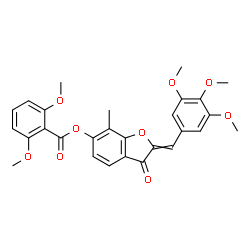 ChemSpider 2D Image | 7-Methyl-3-oxo-2-(3,4,5-trimethoxybenzylidene)-2,3-dihydro-1-benzofuran-6-yl 2,6-dimethoxybenzoate | C28H26O9