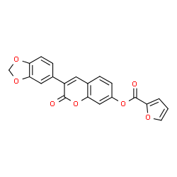 ChemSpider 2D Image | 3-(1,3-Benzodioxol-5-yl)-2-oxo-2H-chromen-7-yl 2-furoate | C21H12O7
