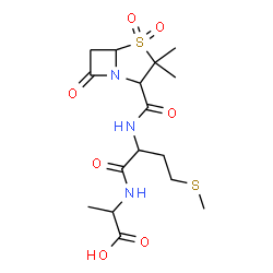 ChemSpider 2D Image | N-[(3,3-Dimethyl-4,4-dioxido-7-oxo-4-thia-1-azabicyclo[3.2.0]hept-2-yl)carbonyl]methionylalanine | C16H25N3O7S2