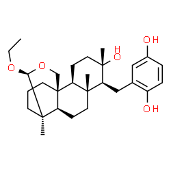 ChemSpider 2D Image | 2-{[(13alpha,14beta,15S)-15-Ethoxy-13-hydroxy-8,13-dimethyl-15,17-epoxypodocarpan-14-yl]methyl}-1,4-benzenediol | C28H42O5