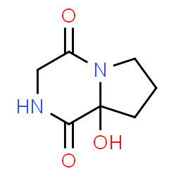 ChemSpider 2D Image | 8a-Hydroxyhexahydropyrrolo[1,2-a]pyrazine-1,4-dione | C7H10N2O3