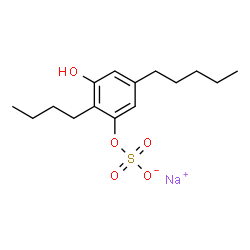 ChemSpider 2D Image | Sodium 2-butyl-3-hydroxy-5-pentylphenyl sulfate | C15H23NaO5S