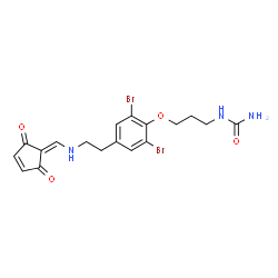 ChemSpider 2D Image | 1-{3-[2,6-Dibromo-4-(2-{[(2,5-dioxo-3-cyclopenten-1-ylidene)methyl]amino}ethyl)phenoxy]propyl}urea | C18H19Br2N3O4