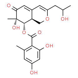 ChemSpider 2D Image | (7S,8S,8aS)-7-Hydroxy-3-(2-hydroxypropyl)-7-methyl-6-oxo-6,7,8,8a-tetrahydro-1H-isochromen-8-yl 2,4-dihydroxy-6-methylbenzoate | C21H24O8