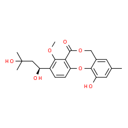 ChemSpider 2D Image | 3-[(1S)-1,3-Dihydroxy-3-methylbutyl]-11-hydroxy-4-methoxy-9-methyl-5H,7H-dibenzo[b,g][1,5]dioxocin-5-one | C21H24O7
