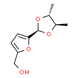 ChemSpider 2D Image | {5-[(4R,5R)-4,5-Dimethyl-1,3-dioxolan-2-yl]-2-furyl}methanol | C10H14O4