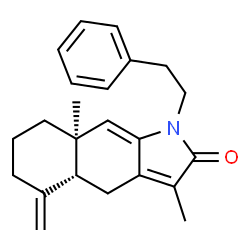ChemSpider 2D Image | (4aR,8aR)-3,8a-Dimethyl-5-methylene-1-(2-phenylethyl)-1,4,4a,5,6,7,8,8a-octahydro-2H-benzo[f]indol-2-one | C23H27NO