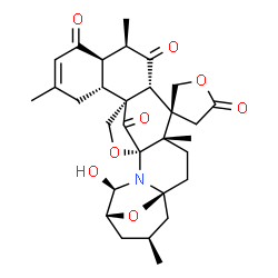 ChemSpider 2D Image | (1S,4S,5R,6R,8R,9R,14R,15S,18S,20R,21R,23S)-20-Hydroxy-4,8,12,23-tetramethyl-7H,10H-spiro[17,25-dioxa-19-azaheptacyclo[19.3.1.1~15,18~.0~1,19~.0~4,18~.0~6,15~.0~9,14~]hexacos-11-ene-5,3'-furan]-5',7,1
0,26(4'H)-tetrone | C30H37NO8