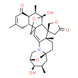 ChemSpider 2D Image | (1S,6S,7R,8R,10S,13S,14R,15S,16R,17R,18R,23R)-7,16-Dihydroxy-8,13,17,21-tetramethyl-19H-spiro[25,26-dioxa-4-azaheptacyclo[14.7.2.1~6,10~.0~1,15~.0~3,13~.0~4,10~.0~18,23~]hexacosa-2,20-diene-14,3'-fura
n]-5',19(4'H)-dione | C30H39NO7