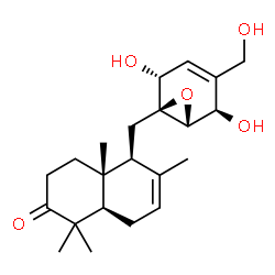 ChemSpider 2D Image | (4aR,5S,8aR)-5-{[(1S,2R,5R,6R)-2,5-Dihydroxy-4-(hydroxymethyl)-7-oxabicyclo[4.1.0]hept-3-en-1-yl]methyl}-1,1,4a,6-tetramethyl-3,4,4a,5,8,8a-hexahydro-2(1H)-naphthalenone | C22H32O5
