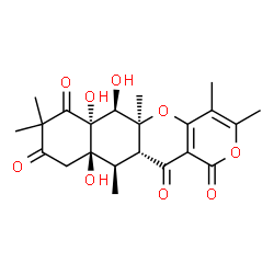 ChemSpider 2D Image | (5aS,6R,6aR,10aR,11R,11aR)-6,6a,10a-Trihydroxy-3,4,5a,8,8,11-hexamethyl-6,6a,10,10a,11,11a-hexahydro-1H,5aH-benzo[g]pyrano[4,3-b]chromene-1,7,9,12(8H)-tetrone | C22H26O9