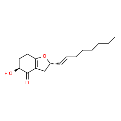 ChemSpider 2D Image | (2S,5S)-5-Hydroxy-2-[(1E)-1-octen-1-yl]-3,5,6,7-tetrahydro-1-benzofuran-4(2H)-one | C16H24O3