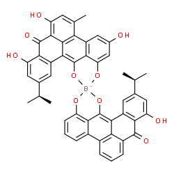 ChemSpider 2D Image | [9-Hydroxy-1,13-di(hydroxy-kappaO)-11-isopropyl-8H-benzo[gh]tetraphen-8-onato(2-)][3,7,9-trihydroxy-1,13-di(hydroxy-kappaO)-11-isopropyl-5-methyl-8H-benzo[gh]tetraphen-8-onato(2-)]borate(1-) | C49H34BO10