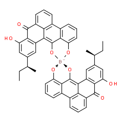 ChemSpider 2D Image | Bis{11-[(2S)-2-butanyl]-9-hydroxy-1,13-di(hydroxy-kappaO)-8H-benzo[gh]tetraphen-8-onato(2-)}borate(1-) | C50H36BO8