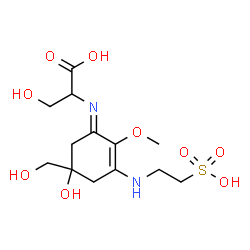 ChemSpider 2D Image | (E)-N-{5-Hydroxy-5-(hydroxymethyl)-2-methoxy-3-[(2-sulfoethyl)amino]-2-cyclohexen-1-ylidene}serine | C13H22N2O9S