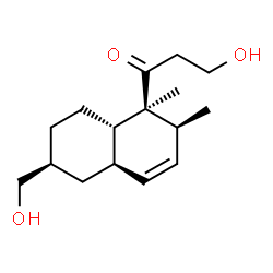 ChemSpider 2D Image | 3-Hydroxy-1-[(1S,2S,4aR,6S,8aS)-6-(hydroxymethyl)-1,2-dimethyl-1,2,4a,5,6,7,8,8a-octahydro-1-naphthalenyl]-1-propanone | C16H26O3
