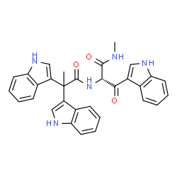 ChemSpider 2D Image | Nalpha-[2,2-Di(1H-indol-3-yl)propanoyl]-N-methyl-beta-oxo-L-tryptophanamide | C31H27N5O3