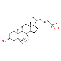 ChemSpider 2D Image | (1S,2R,5R,6R,9R,10R,13S,15S)-5-[(2R,4E)-6-Hydroxy-6-methyl-4-hepten-2-yl]-6,10-dimethyl-16,17-dioxapentacyclo[13.2.2.0~1,9~.0~2,6~.0~10,15~]nonadec-18-en-13-ol | C27H42O4