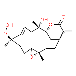 ChemSpider 2D Image | (1R,4S,6S,9R,10E,13S,14R)-9-Hydroperoxy-13-hydroxy-4,9,13-trimethyl-17-methylene-5,15-dioxatricyclo[12.3.1.0~4,6~]octadec-10-en-16-one | C20H30O6