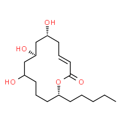 ChemSpider 2D Image | (3E,6R,8R,14R)-6,8,10-Trihydroxy-14-pentyloxacyclotetradec-3-en-2-one | C18H32O5