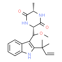 ChemSpider 2D Image | (3S,6S)-3-{Methoxy[2-(2-methyl-3-buten-2-yl)-1H-indol-3-yl]methyl}-6-methyl-2,5-piperazinedione | C20H25N3O3