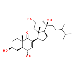 ChemSpider 2D Image | (4S,4aS,6S,8aS)-4,6-Dihydroxy-2-[(1R,2S,3S)-3-[(2S)-2-hydroxy-5,6-dimethyl-2-heptanyl]-2-(2-hydroxyethyl)-2-methylcyclopentyl]-8a-methyl-4a,5,6,7,8,8a-hexahydro-1(4H)-naphthalenone | C28H48O5