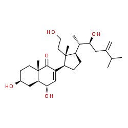 ChemSpider 2D Image | (4S,4aS,6S,8aS)-4,6-Dihydroxy-2-{(1R,2R,3R)-2-(2-hydroxyethyl)-3-[(2S,3S)-3-hydroxy-6-methyl-5-methylene-2-heptanyl]-2-methylcyclopentyl}-8a-methyl-4a,5,6,7,8,8a-hexahydro-1(4H)-naphthalenone | C28H46O5