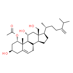 ChemSpider 2D Image | (1alpha,3beta,11alpha)-3,11,18-Trihydroxyergosta-5,24(28)-dien-1-yl acetate | C30H48O5