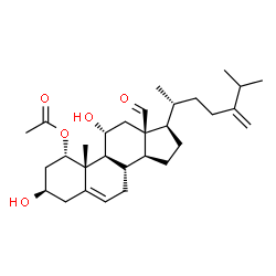 ChemSpider 2D Image | (1alpha,3beta,11alpha)-3,11-Dihydroxy-18-oxoergosta-5,24(28)-dien-1-yl acetate | C30H46O5