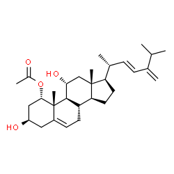 ChemSpider 2D Image | (1alpha,3beta,11alpha,22E)-3,11-Dihydroxyergosta-5,22,24(28)-trien-1-yl acetate | C30H46O4