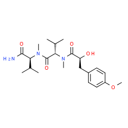 ChemSpider 2D Image | N-[(2S)-2-Hydroxy-3-(4-methoxyphenyl)propanoyl]-N-methyl-L-valyl-N~2~-methyl-L-valinamide | C22H35N3O5