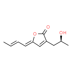 ChemSpider 2D Image | (5Z)-5-[(2E)-2-Buten-1-ylidene]-3-[(2S)-2-hydroxypropyl]-2(5H)-furanone | C11H14O3