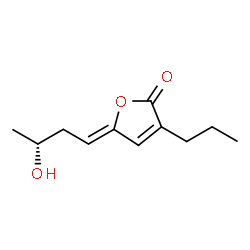 ChemSpider 2D Image | (5Z)-5-[(3R)-3-Hydroxybutylidene]-3-propyl-2(5H)-furanone | C11H16O3