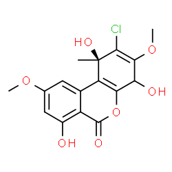 ChemSpider 2D Image | (1R)-2-Chloro-1,4,7-trihydroxy-3,9-dimethoxy-1-methyl-1,4-dihydro-6H-benzo[c]chromen-6-one | C16H15ClO7