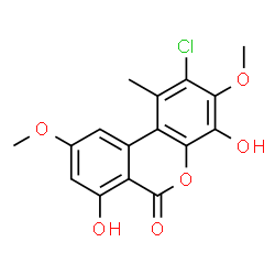 ChemSpider 2D Image | 2-Chloro-4,7-dihydroxy-3,9-dimethoxy-1-methyl-6H-benzo[c]chromen-6-one | C16H13ClO6