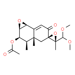 ChemSpider 2D Image | (1aR,2R,3R,3'S,3aR,5R,7bS)-3'-(Dimethoxymethyl)-3,3',3a-trimethyl-6-oxo-2,3,3a,4,6,7b-hexahydro-1aH-spiro[naphtho[1,2-b]oxirene-5,2'-oxiran]-2-yl acetate | C19H26O7
