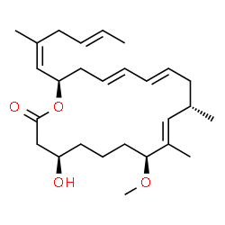 ChemSpider 2D Image | (4R,8S,9E,11S,13E,15E,18R)-4-Hydroxy-8-methoxy-9,11-dimethyl-18-[(1Z,4E)-2-methyl-1,4-hexadien-1-yl]oxacyclooctadeca-9,13,15-trien-2-one | C27H42O4