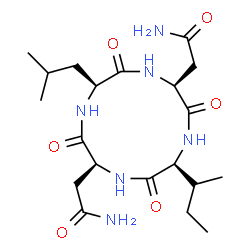 ChemSpider 2D Image | Cyclo(L-alloisoleucyl-L-asparaginyl-L-leucyl-L-asparaginyl) | C20H34N6O6
