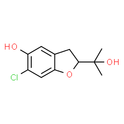 ChemSpider 2D Image | 6-Chloro-2-(2-hydroxy-2-propanyl)-2,3-dihydro-1-benzofuran-5-ol | C11H13ClO3