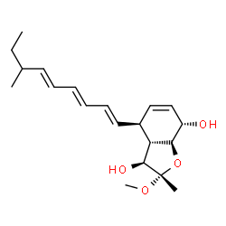 ChemSpider 2D Image | (2S,3S,3aS,4S,7S,7aS)-2-Methoxy-2-methyl-4-[(1E,3E,5E)-7-methyl-1,3,5-nonatrien-1-yl]-2,3,3a,4,7,7a-hexahydro-1-benzofuran-3,7-diol | C20H30O4