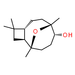 ChemSpider 2D Image | (1R,2S,5R,8R,9R)-1,4,4,8-Tetramethyl-12-oxatricyclo[6.3.1.0~2,5~]dodecan-9-ol | C15H26O2