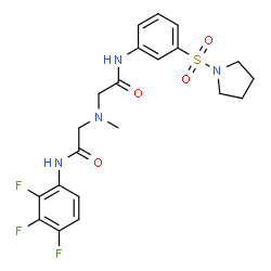 ChemSpider 2D Image | 2-[Methyl(2-oxo-2-{[3-(1-pyrrolidinylsulfonyl)phenyl]amino}ethyl)amino]-N-(2,3,4-trifluorophenyl)acetamide | C21H23F3N4O4S