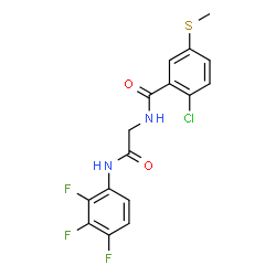 ChemSpider 2D Image | 2-Chloro-5-(methylsulfanyl)-N-{2-oxo-2-[(2,3,4-trifluorophenyl)amino]ethyl}benzamide | C16H12ClF3N2O2S