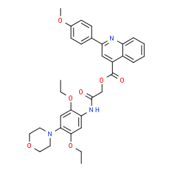 ChemSpider 2D Image | 2-{[2,5-Diethoxy-4-(4-morpholinyl)phenyl]amino}-2-oxoethyl 2-(4-methoxyphenyl)-4-quinolinecarboxylate | C33H35N3O7