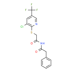 ChemSpider 2D Image | 2-{[3-Chloro-5-(trifluoromethyl)-2-pyridinyl]sulfanyl}-N-(phenylacetyl)acetamide | C16H12ClF3N2O2S