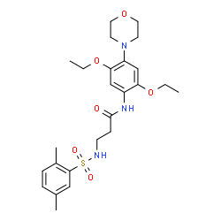 ChemSpider 2D Image | N-[2,5-Diethoxy-4-(4-morpholinyl)phenyl]-N~3~-[(2,5-dimethylphenyl)sulfonyl]-beta-alaninamide | C25H35N3O6S